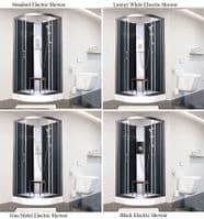 Vidalux Pure-E Black  900mm x 900mm Quadrant Shower Pod Cubicle Cabin With Electric Shower